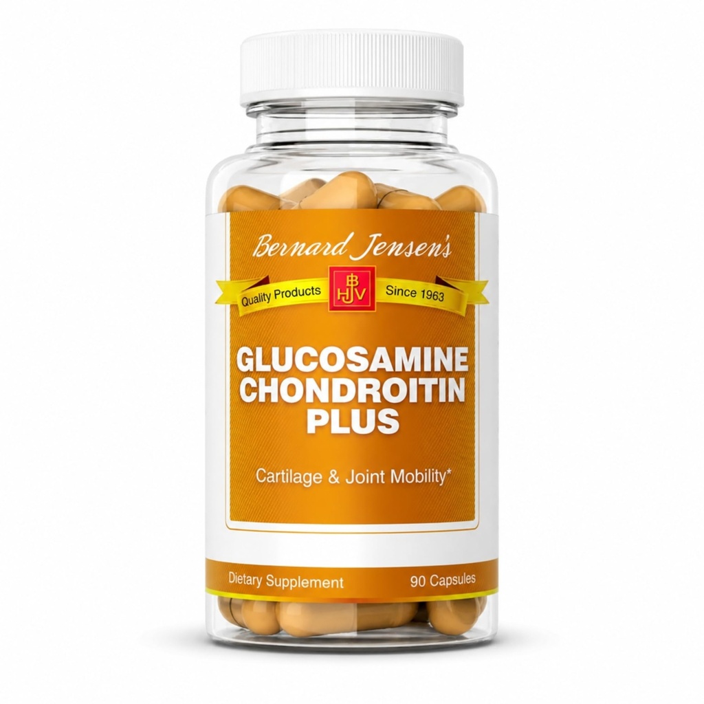 Bernard Jensen's Glucosamine Chondroitin Plus, 90 Capsules, 30-Day Supply, Joint Support Supplement for Men & Women with Glucosamine, Chondroitin & MSM, Promotes Flexibility, Mobility & Active Living