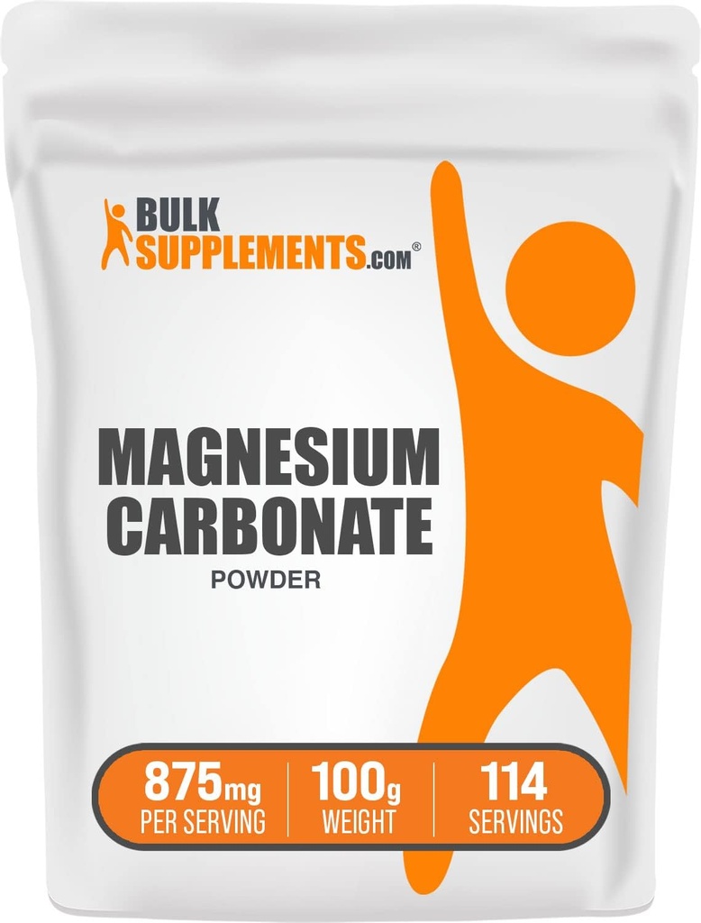 BulkSupplements.com Ανθρακική σκόνη μαγνησίου - Συμπλήρωμα ανθρακικού μαγνησίου, βαθμός τροφίμων ανθρακικού μαγνησίου - Χωρίς γλουτένη, 875mg ανά υπηρεσία, 100g (3, 5 oz) (πακέτο του 1)