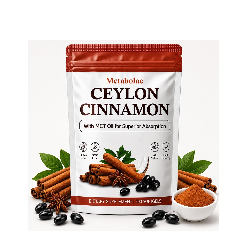 vitalleap Metabolae Ceylon Cinnamon Capsules, Ceylon Cinnamon with MCT Oil, Non-GMO, Daily Wellness Dietary Supplement, 300 Softgels