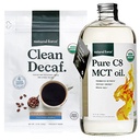 Natural Force Clean Decaf Coffee + Organic Pure C8 MCT Oil Bundle – 100% C8 MCTs & Mold & Mycotoxin Free Coffee – Non-GMO, Keto, Paleo, and Vegan - 12 Oz and 32 Oz