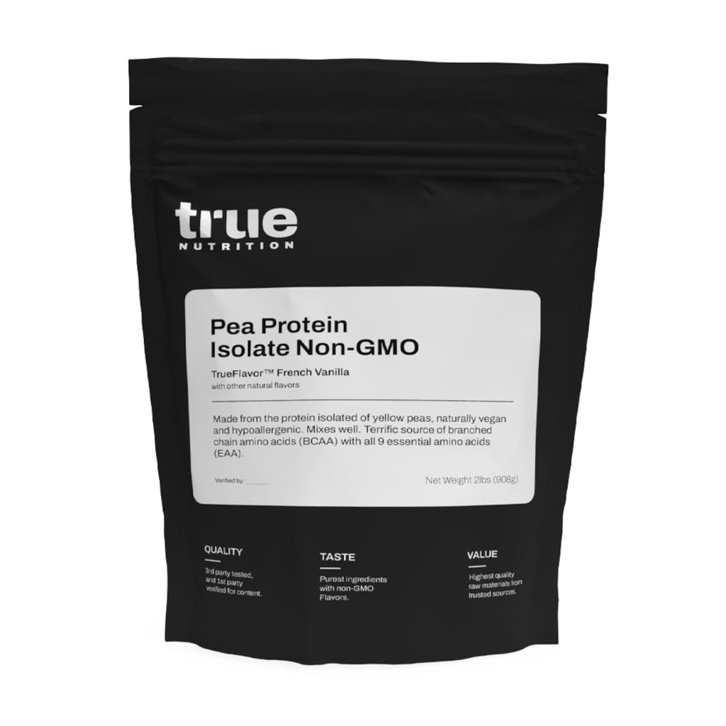 True Nutrition Pea Protein Isolate Powder - 25g Vegan Plant Protein per Serving - Non-GMO, Gluten Free, Dairy Free, Soy Free - French Vanilla - 2 lb