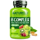 NATURELO Vitamin B Complex, 240 Capsules, Vegan, CoQ10, Methyl Folate, Biotin, Fruit & Veg Blend, Supports Energy and Healthy Stress Response, Super B Complex Vitamins for Women and Men