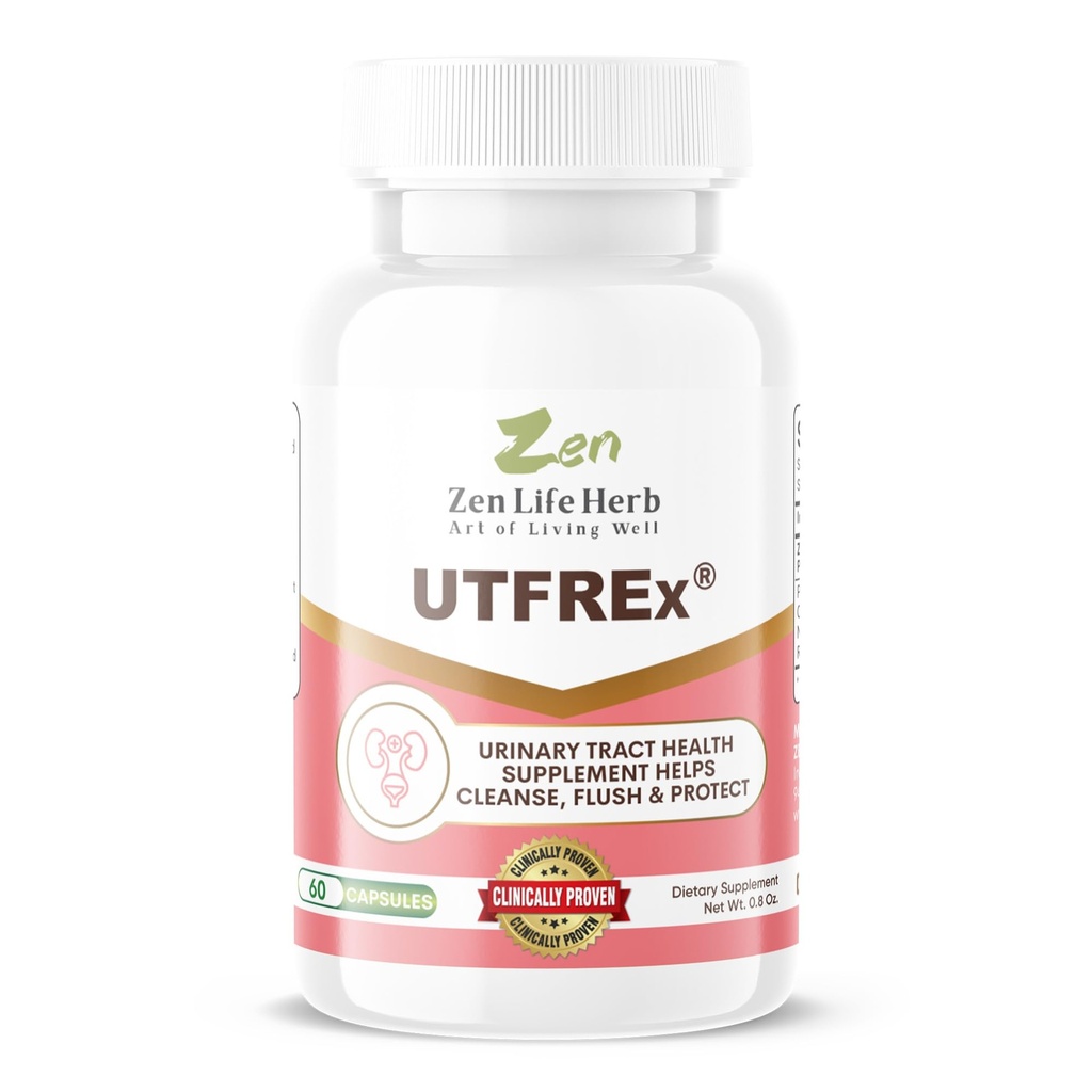 ZEN LIFE HERB UTFREx – Γρήγορη Δράση - Προάγει την Ουρολοίμωξη Φυλλαδική Υγεία Υποστηρίζει Υγιεινό ανοσοποιητικό και ουροποιητικό Σύστημα, Όχι Βιταμίνες, Ορυκτά, Πρεβιοτικά, Ζάχαρη, Φυτικό Συμπλήρωμα (60 Κάψουλες)