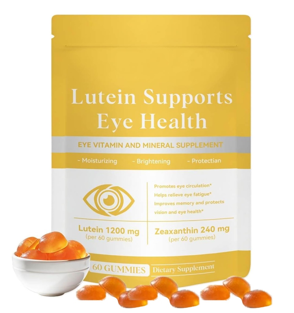 Lutein & Zeaxanthin Gummies for Adults - Eye Health Support with 20mg Lutein, 4mg Zeaxanthin, Vitamin A, C & E - Natural Flavored Chewable Gummies - 60 Count Dietary Supplement