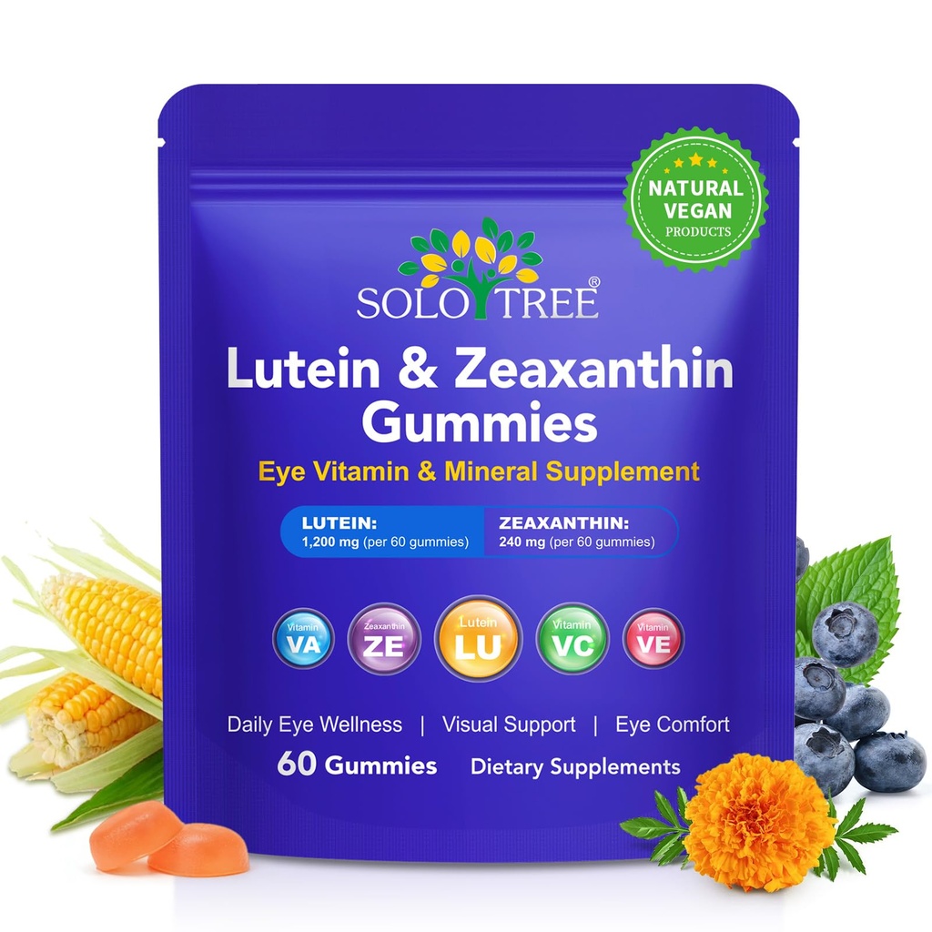 NIFEISHI Lutein and Zeaxanthin Gummies, Vitamin and Mineral Supplement with 20mg Lutein & 4mg Zeaxanthin, Vitamins A, C, E for Daily Wellness, Comfort Support, 60 Gummies