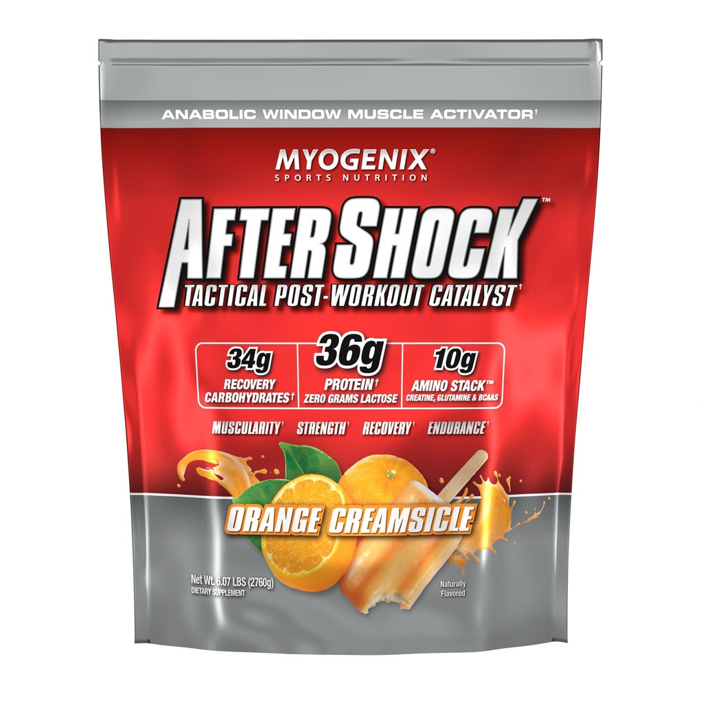 Myogenix Aftershock Post Workout — Muscle Growth Whey Protein Powder — Speeds Up Muscle Growth and Recovery — Supports Joint Health and Replenishes Glycogen — Orange Creamsicle, 6 lbs