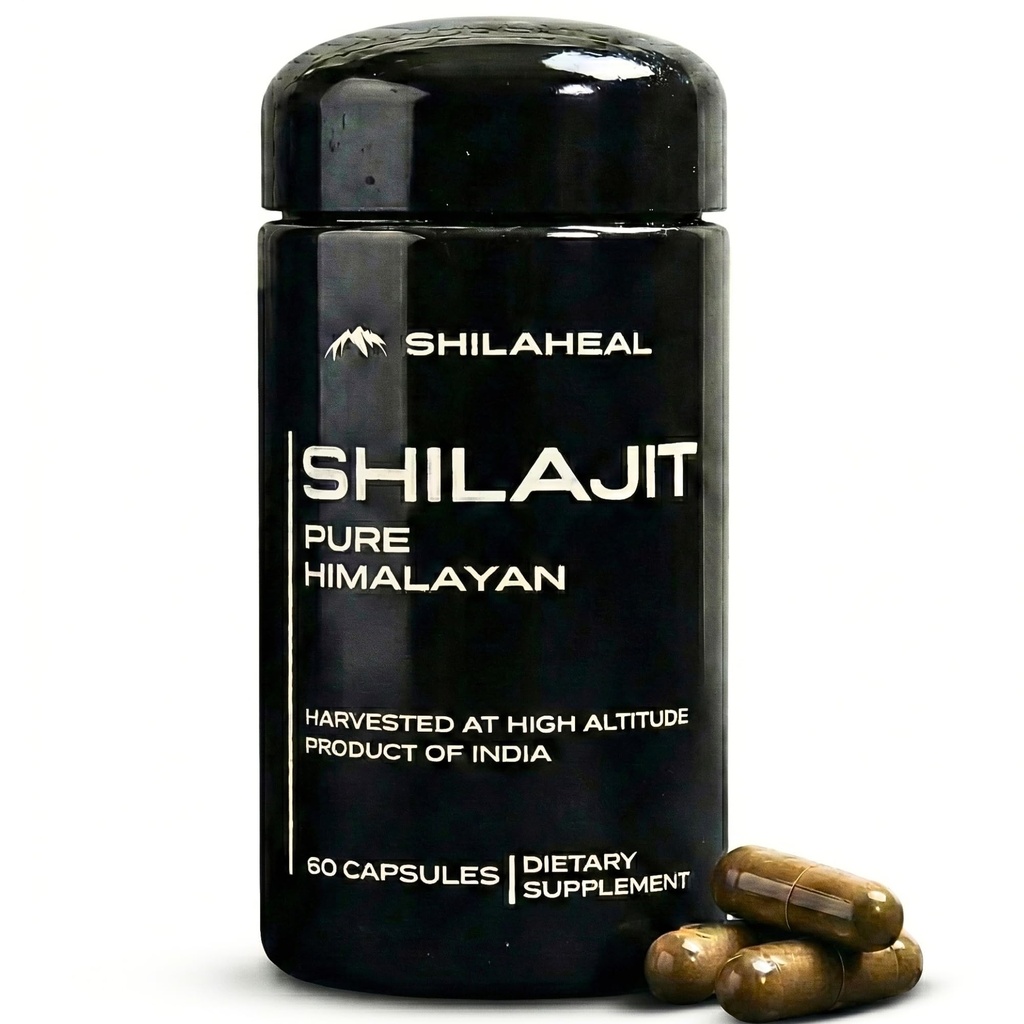 Natural Himalayan Shilajit Capsules - High Fulvic Acid & 85+ Trace Minerals, Lab-Tested for Purity, Natural Supplement for Immune Support & Cognitive Health, 60 Vegan Capsules