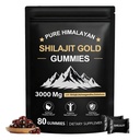Shilajit Gummies for Men & Women, Rich in Ashwagandha Gaulshura Fulvic Acid 85 Micronutrients, No Added Sugar Non-GMO 100% Natural Organic, Energy Support & Overall Health, 80 Gummies