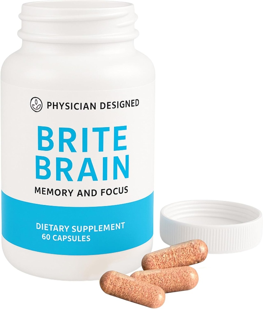 Physician Designed Brite Brain Supplement | Ultra CoQ10 with PQQ | for Energy, Focus & Brain Health | Micro Active | Anti-Aging| CoQ10 | All Ages | 60 Capsules