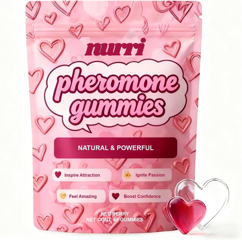 Gummies for Her, Gomitas De Feromonas para Mujer, with Slippery Elm, Supports Balance,Confidence & Social Vibe, Strawberry Flavor, 60 Gummies (1)
