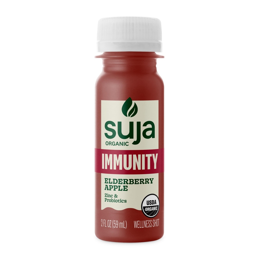 Suja Organic Immunity Elderberry Shot with Elderberry, Turmeric, & Ginger, Immunity Support, Functional Shot, Cold-Pressed Juice with Live Probiotics, Plant-Based & Gluten-Free (2 Fl Oz)
