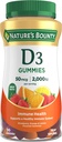 Η βιταμίνη D3 Gummies της φύσης, συμπλήρωμα βιταμίνης, υποστηρίζει την ανοσοποιητική υγεία, 50mcg, 2000IU, μικτή γεύση φρούτων, 90 Gummies