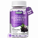 Elderberry Immune Support Gummies - 8-in-1 Immunity Supplement for Adult, Teens & Kids, Sambucus with Vitamin C & Zinc, Suitable for Flight & Travel, High Potency, Vegan, Non-GMO, Sugar-Free, 60 Count