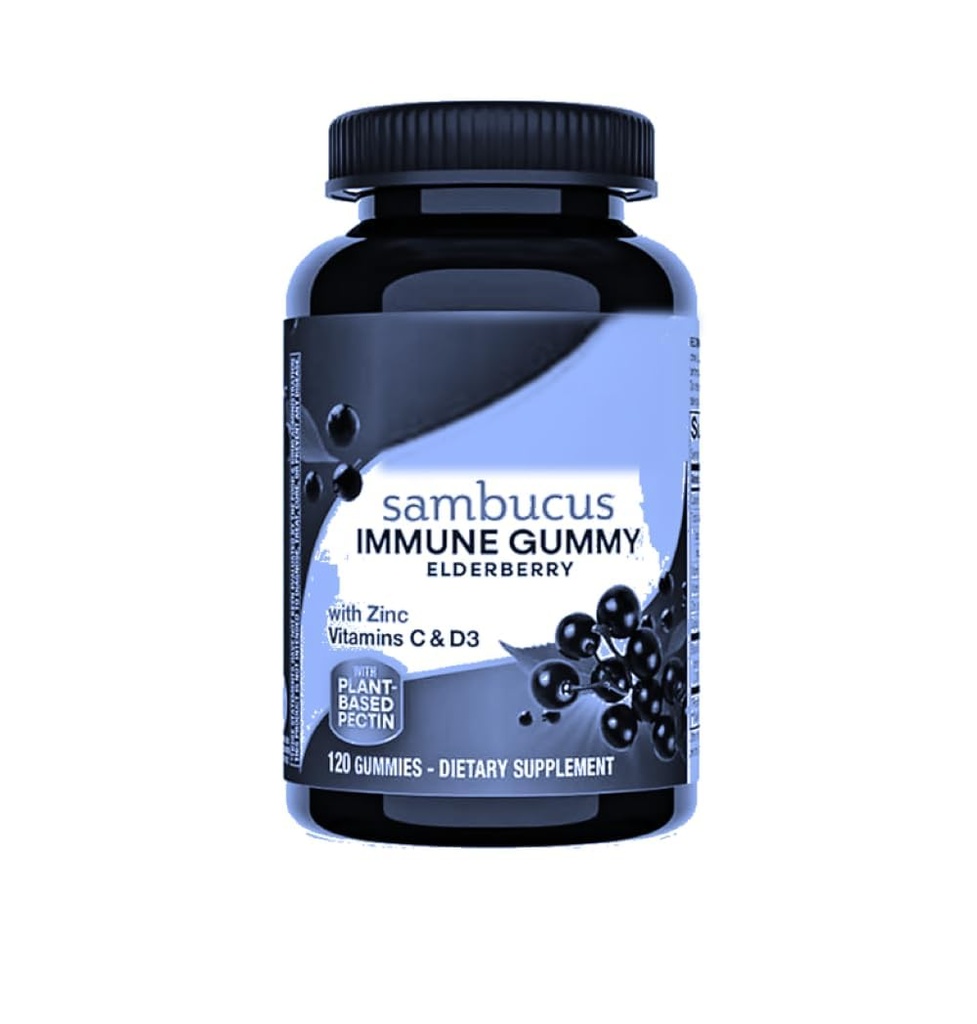 Sambucus Elderberry Gummies – 3200mg Per Serving – 120 Count – with Vitamin C & Zinc for Immune Support – Plant-Based Pectin, Non-GMO, Gluten-Free, Berry Flavor
