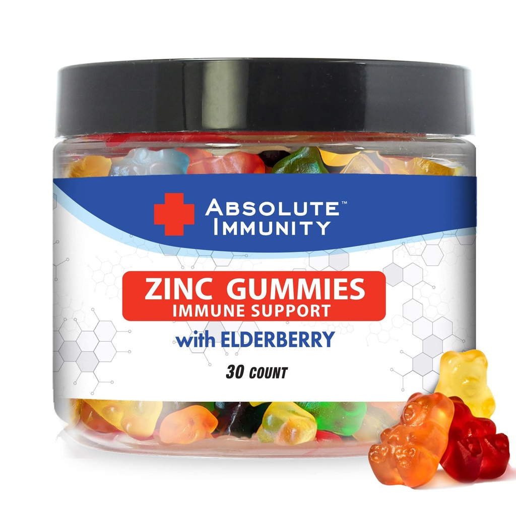Absolute Immunity-Elderberry Gummies to Maximize Your Potential with ZINC infussed Gummies, Delicious & Potent Combo for Robust Health,The Ultimate Immune Support Gummies for Adults & Kids 30ct.