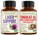 Vimerson Health Liver Cleanse Detox & Repair Milk Thistle Supplement for Older Adults & Tongkat Ali for Men with Horny Goat Weed, Maca Root Powder, Tribulus Terrestris, and Saw Palmetto 2-Pack Bundle