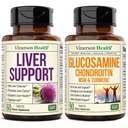 Liver Cleanse Detox & Repair Milk Thistle Supplement - Herbal Liver Support & Glucosamine Chondroitin MSM and Turmeric Supplement