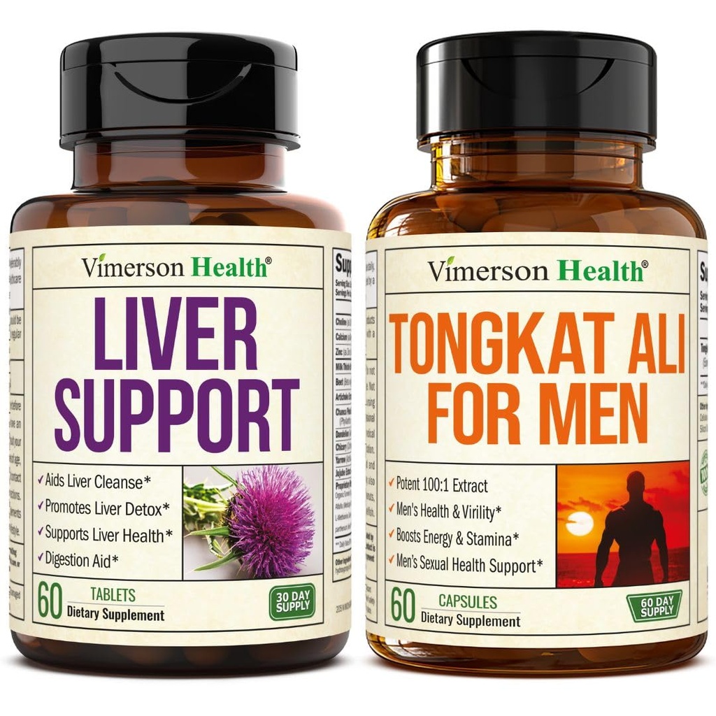 Liver Cleanse Detox & Repair Milk Thistle Supplement - Herbal Liver Support & Tongkat Ali for Men - Premium & Potent Male Enhancing Supplement with Longjack Tongkat Ali Powder