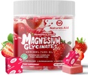 Magnesium Glycinate Soft Chews, Strawberry Flavor.Chewable Sugar Free Potassium Magnesium Chews with Magnesium Glycinate, Vitamin D, B6, and CoQ10 for Calm Support & Sleep for Adults, 60 Days Supply