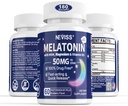 NEVISS Melatonin 50 mg for Adults - Extra Strength 9-in-1 Fast Dissolve Sublingual - High Dose with Magnesium Glycinate, Vitamin D3, Ashwagandha, Lemon Balm, Chamomile, Sugar Free, Vegan 180 Tablets
