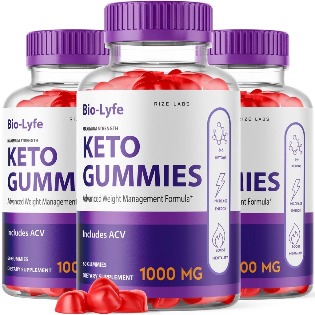 BioLyfe Keto ACV Gummies Advanced Formula Apple Cider Vinegar Maximum Strength (Pack of 3)(180 Gummies)