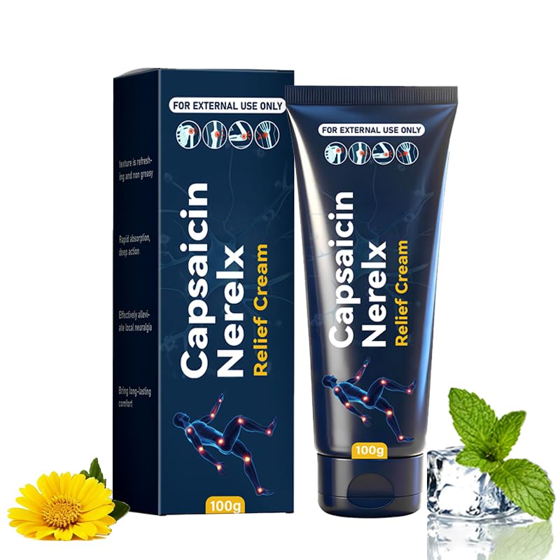 Capsaicin Neuropathy Relief Cream with Arnica, Menthol, MSM & Glucosamine, Soothing Cream for Feet, Hands, Legs, Joints, Waist & Muscles, 100g,1pack