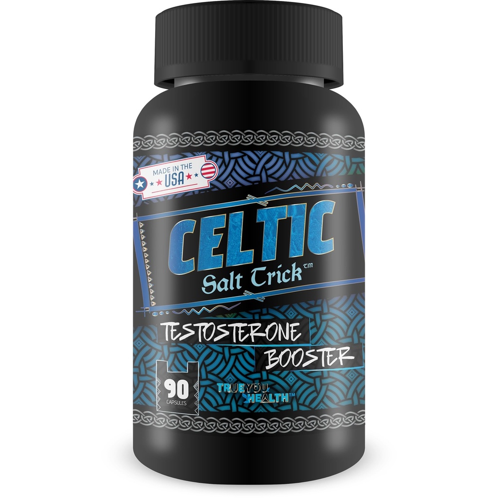 Celtic Salt Trick Testosterone Booster - Our Best Testosterone Support Supplement - Made with Fadogia Agrestis, Tongkat Ali, Pine Pollen Extract, Maca, Boron, & More! - Celtic Blue Salt Trick for Men