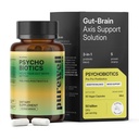 Psychobiotics – Advanced 3-in-1 Probiotic Prebiotic Postbiotic Supplement for Gut and Mood Support - 60 Vegan Probiotic Capsules – 50 Billion CFU – 1-Month Supply