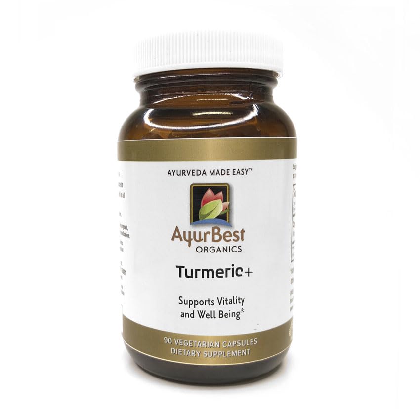 Komal Herbals Organic Turmeric Plus Capsules 500 mg with Black Pepper - Whole Root Herbal Supplement, USDA Organic and Kosher Certified, Ayurvedic Botanical Formula, Vegetarian Capsules, 90 Count