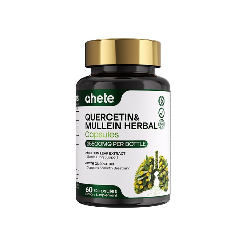 GNO Quercetin & Mullein Leaf Capsules - Herbal Lung Support Supplement for Respiratory Health, Smooth Breathing & Mucus Clearance - 60 Vegan Capsules