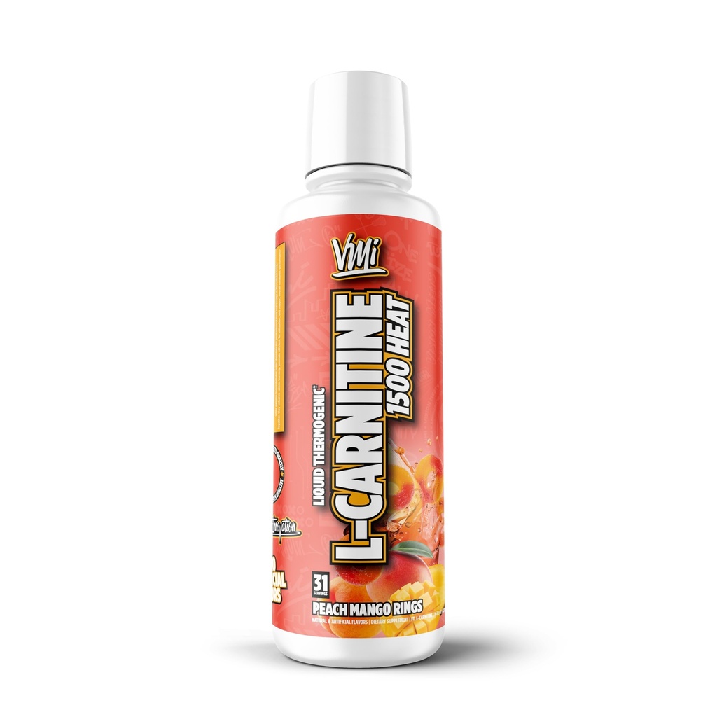 VMI Sports L-Carnitine 1500 Heat Stimulant Free Thermogenic Metabolic Support & Fat Loss for Men & Women | 1500mg L-Carnitine | Convenient Liquid (Peach Mango)