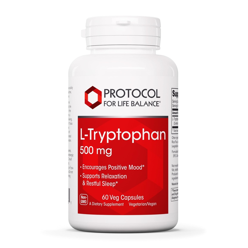 ΠΡΩΤΟΚΟΛΛΟ ΓΙΑ ΤΗΝ ΙΣΟΡΡΟΠΙΑ ΖΩΗΣ L-Tryptophan 500mg - ανακούφιση και χαλάρωση στρες - 60 Veg Caps