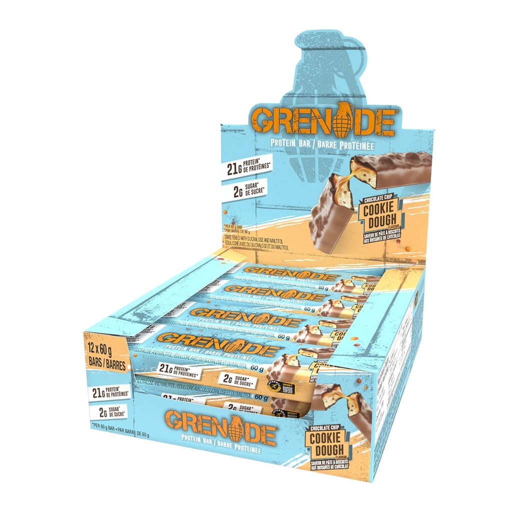 Grenade Carb Killa High Protein and Low Sugar Candy Bar, 12 x 60 g - Chocolate Chip Cookie Dough,12 Count (Pack of 1)