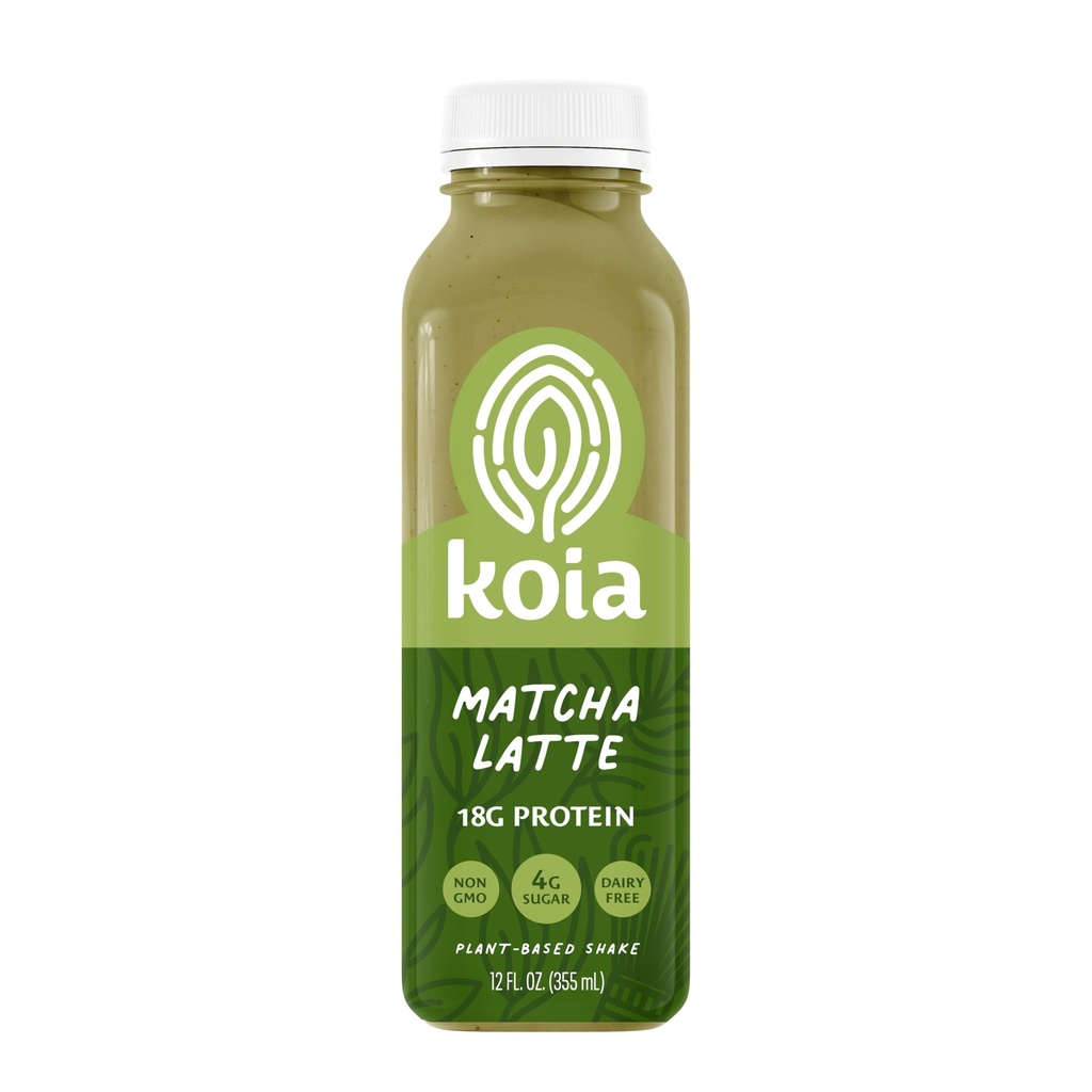 Koia - Matcha Latte - 18g Protein - Ready To Drink Plant Protein Shake - Low Sugar, Dairy Free, Gluten Free, Soy Free, Non GMO, Kosher, Vegan (12 Fl Oz)