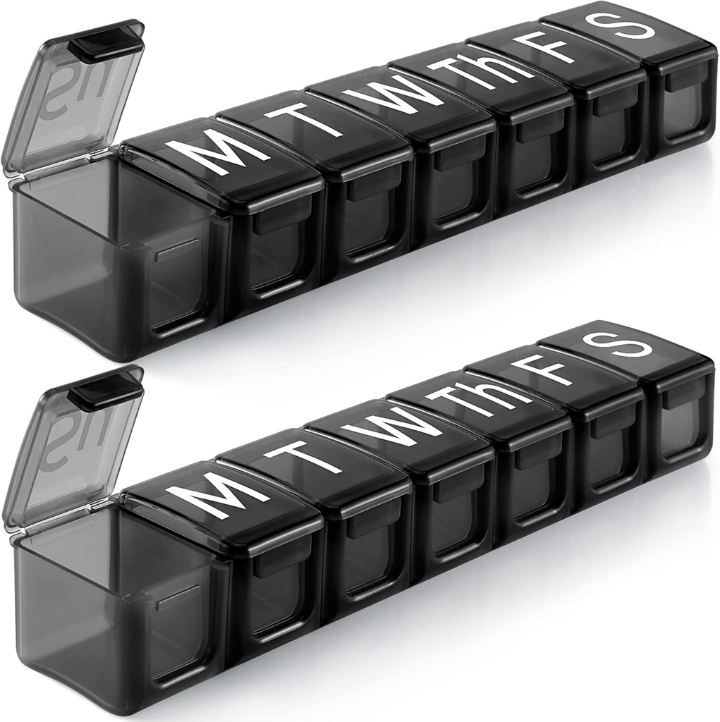 2 Pack Extra Large Weekly Pill Organizer, BPA Free Pill Box 7 Day with XL Compartment for Fish Oils, Travel Friendly Medicine Organizer Pill Case for Vitamins, Συμπληρωματικά