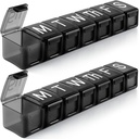 2 Pack Extra Large Weekly Pill Organizer, BPA Free Pill Box 7 Day with XL Compartment for Fish Oils, Travel Friendly Medicine Organizer Pill Case for Vitamins, Συμπληρωματικά