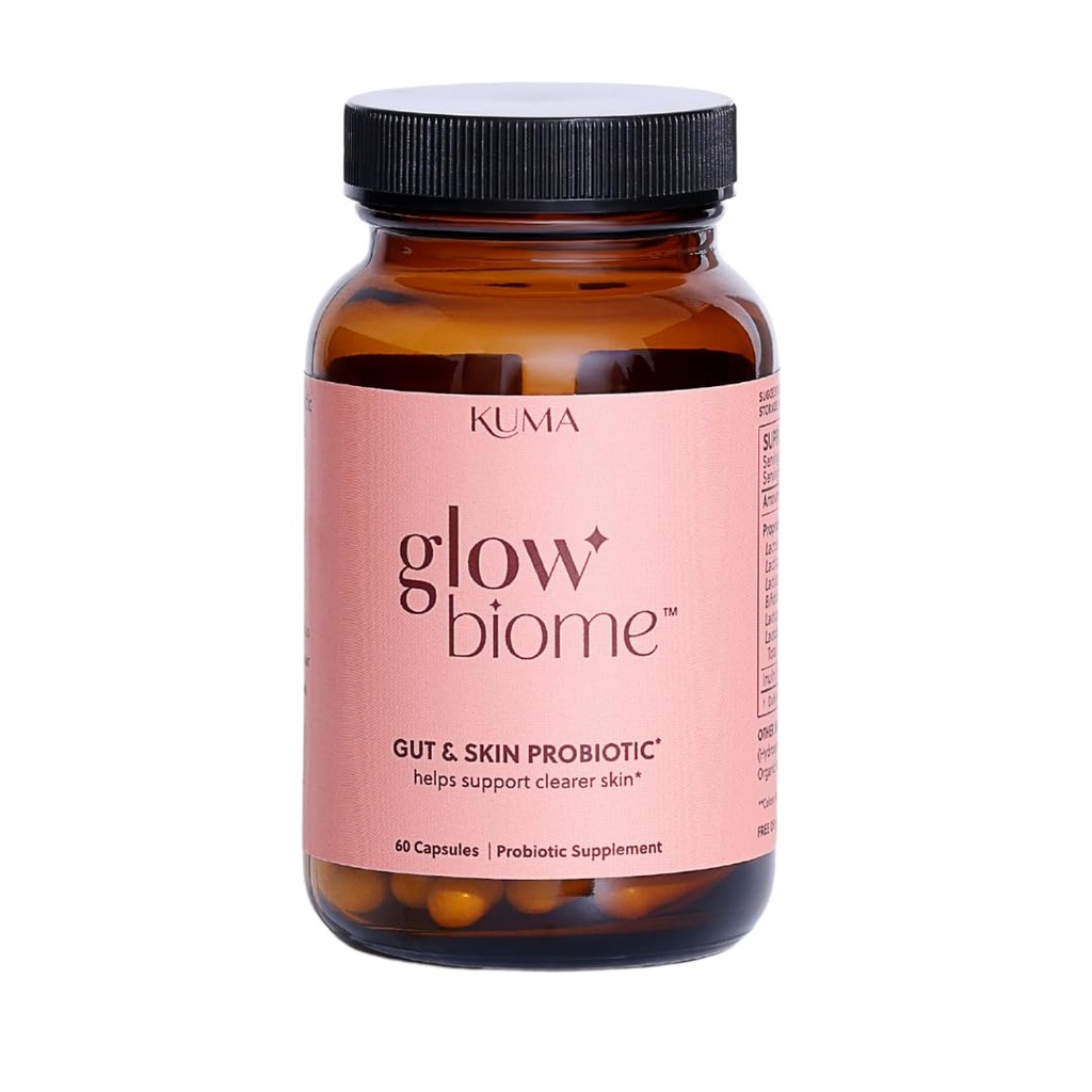 Kuma Glow Biome Clear Skin Probiotics + Prebiotic Capsules, 60Ct.
