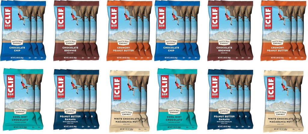 CLIF BAR - Energy Protein Bars - Variety Pack - 6 Flavors - Made with Organic Oats - Energy Bars - Non-GMO - 16 Count (Pack of 2)