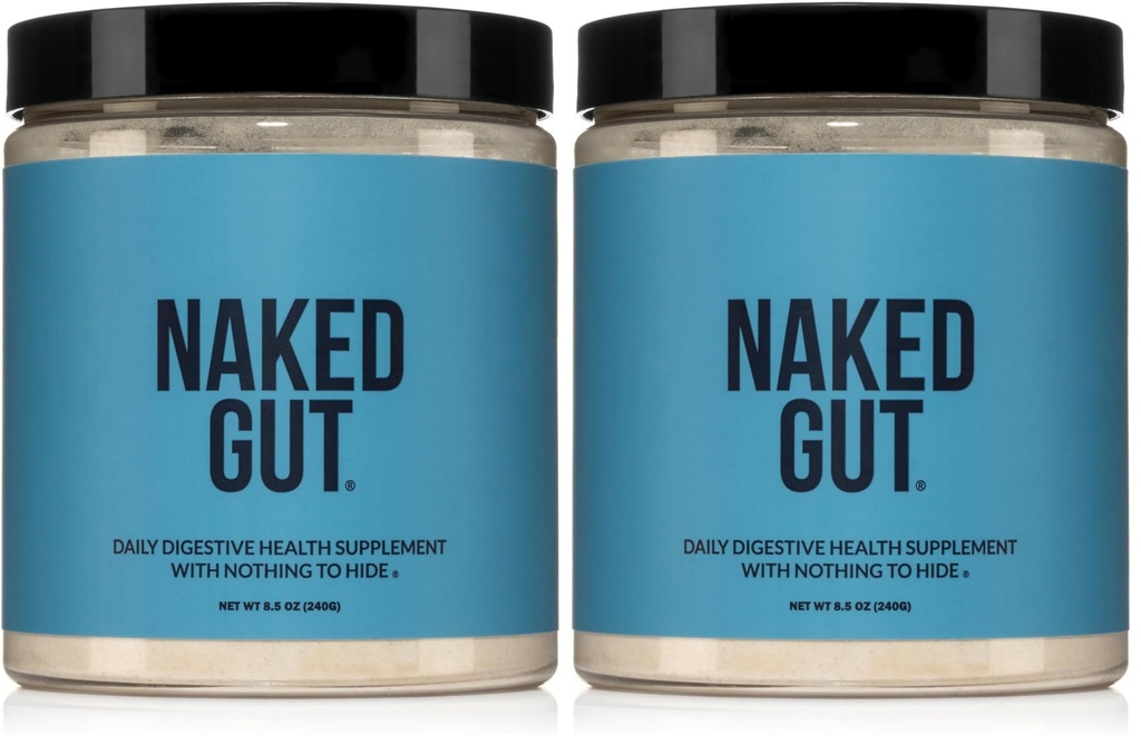 NAKED Gut - Daily Gut Health Supplement - Natural Gut Health Powder for Gut Cleanse, Digestive Support, GMO-Free, Soy-Free, Gluten-Free, Vegan and Hypoallergenic, 40 Servings (Pack of 2)