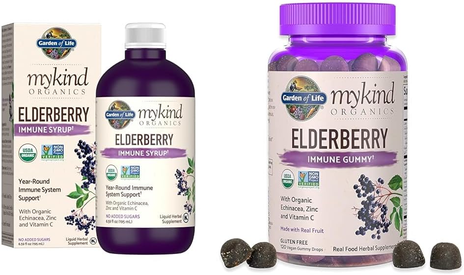 Κήπος της Ζωής Βιολογικά Φυτά με βάση Elderberry Immune Syrup 6.59 fl oz & Organics Gummys Elderberry για Ενήλικες & Παιδιά
