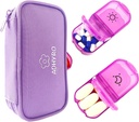 Hill Organizer 2 φορές την ημέρα, Μεγάλη AM/PM Weekly Pill Box 7 Day Pill Υπόθεση με εγγράψιμες ετικέτες και προστασία προσωπικών δεδομένων Light-Purple Zipper Τσάντα για να κρατήσει συμπληρώματα, βιταμίνες και ιχθυέλαια
