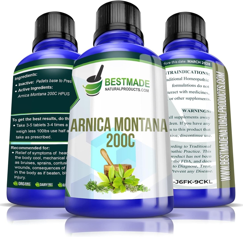 Bestmade Natural Products Turbo Arnica 200C - Ολοκληρωμένες συστοιχίες Arnica για την αποκατάσταση των μυών, ανακούφιση από τη λύπη, και ολιστική υποστήριξη ευεξίας, 350 pellets