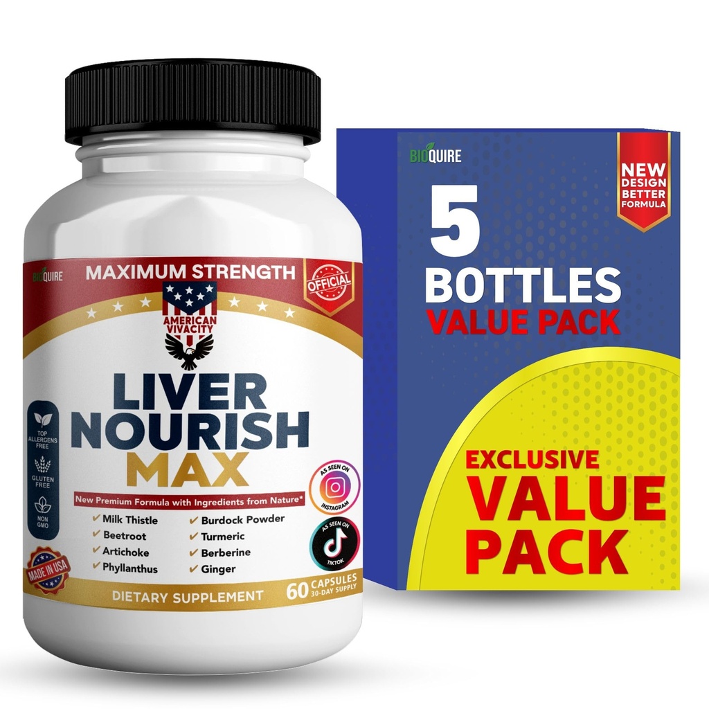 Liver Nourish Max Dietary Supplement, 60 Veggie Capsules, 30-Day Supply with Milk Thistle, Zinc, Beetroot (5)