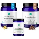 Ora Organic Vegan Protein Powder Chocolate, Vanila & Greens Powder Bundle: 22g Plant Based, Chocolate, 20 μερίδες + 21g Plant Based, Vanilla, 20 μερίδες + Βιολογικό Super Greens Ποτό, 30 μερίδες