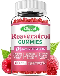 2000mg οργανική ρεσβερατρόλη Gummies για τις γυναίκες - Ζάχαρη δωρεάν ρεσβερατρόλη-διατροφικά-Συμπληρώματα για Αντιοξειδωτική Υποστήριξη, Κυτταρική Υγεία, Ανοσία, Εγκέφαλος & Ενέργεια, Βατόμουρο Γεύση, 60 κόμης