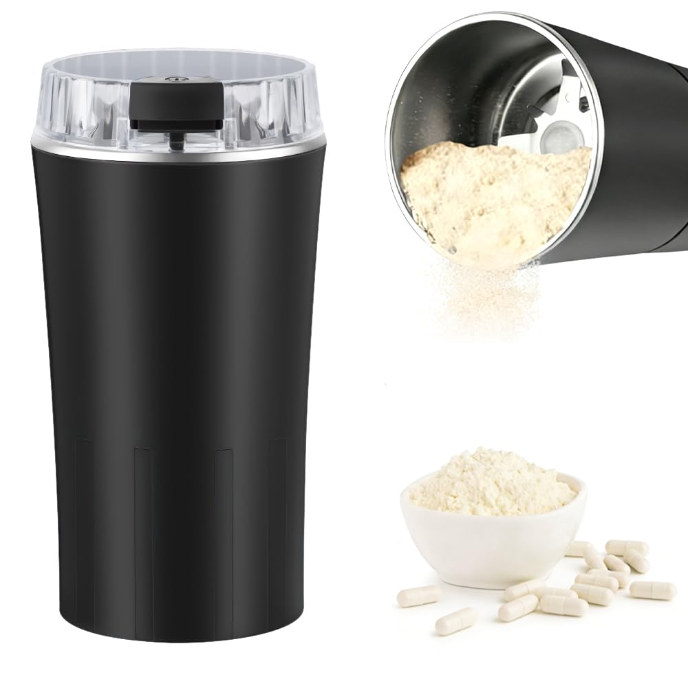 Electric Crusher Grinder - Fine Powder Automatic Grinder to Pulverize Multiple Small Large for Elderly & Pets - Portable Cordless Crusher