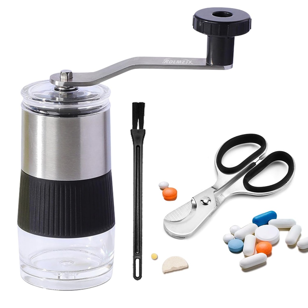 Pill Crusher with Pill Splitter,Baby Medicine Tablet Crusher Grinder, Grind Pills into Fine Powder,Mills for Feeding Tube, Pets & Kids
