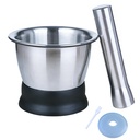 Pill Crusher Fine Powder, Mortar and Pestle Set for Large, Small and Multiple Pills, Solves Common Pill Grinder Issues - Solid 304 Stainless Steel, 10 oz