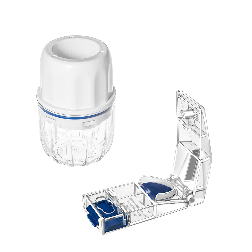 Pill Crusher and Pill Splitter Combo Package - MAXGRIND Lite Pill Grinder – Medication Crusher and Fine Powder Grinder - MAXSPLIT Pill Splitter - Pill Cutter for Small and Large Pills (Blue)