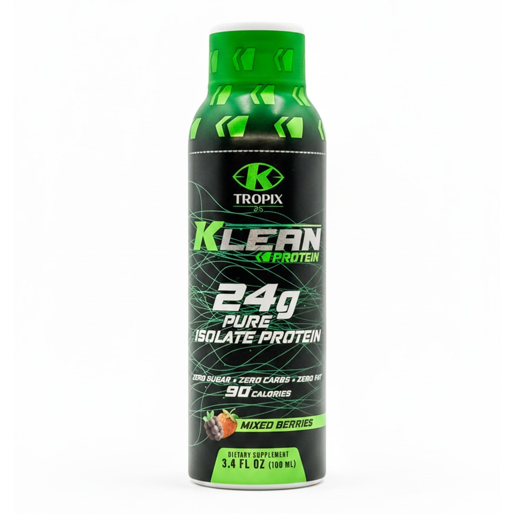 KTROPIX Klean Protein Shot – 24g Whey Protein Isolate, Zero Sugar, Zero Carbs, No Caffeine, Fast-Absorbing Liquid Protein for Muscle Recovery & On-the-Go Nutrition (Mixed Berries, 3.4oz) - Single Bottle